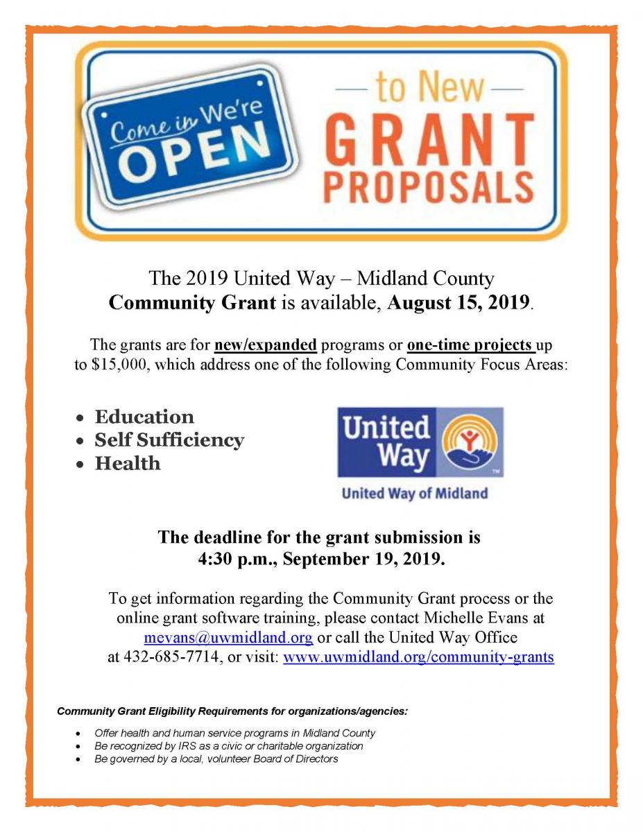 Apply for grant funding! United Way of Midland